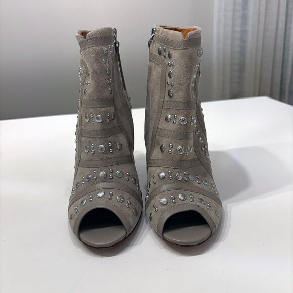 Rebecca Minkoff Mila Runway Gray‎ Leather Studded Booties US Size 7.5 M - Picture 4 of 11